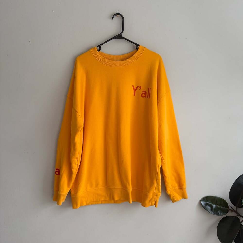 Outdoor Voices Y'all Sweatshirt Size L Orange Cotton Crewneck